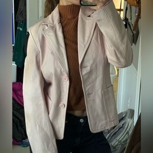 Vintage Baby Pink 100% Leather Blazer/Jacket
